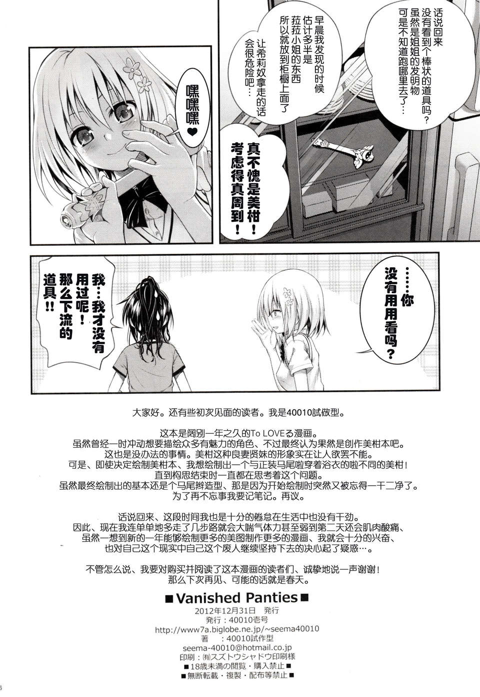 【臉腫漢化組】(C83) [40010壱號 (40010試作型)] Vanished Panties (ToLOVEる-とらぶる-) 27/28 