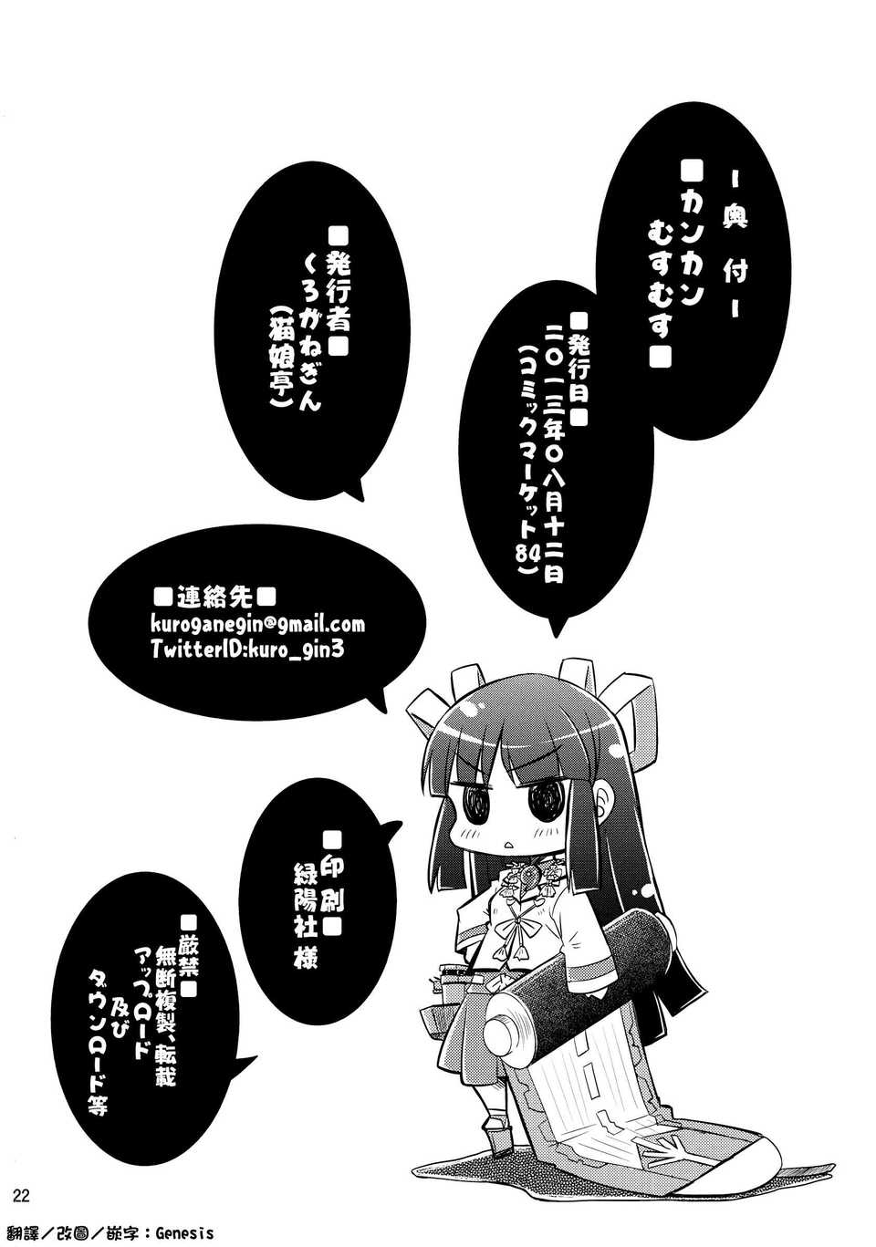 [Genesis漢化](C84) [貓娘亭 (くろがねぎん)] カンカンむすむす (艦隊これくしょん) End